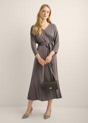 Small graphite-colored women's handbag TOREC-1282-9D(Z26). Model shot.