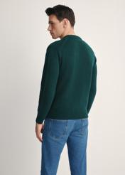 Dark green men's sweater SWEMT-0172-54(Z25), product view from the back on the model. Half of the silhouette visible.