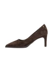 Brown suede women's high heels BUTYD-1325-1I(Z26) - front product view, on white background.