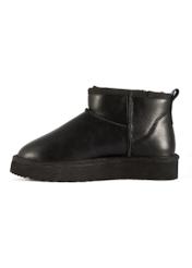 Women's black leather snow boots BUTYD-1219-99(Z25) - side view of the product on a white background.