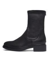 Black leather women's ankle boots BUTYD-1296-99(Z26), side view of the product on a white background.
