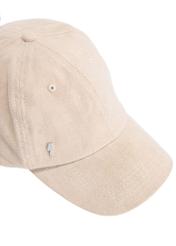 Beige baseball cap with logo CZALT-0013-1A(W26), close-up of product detail on white background.