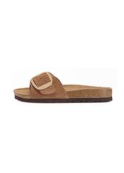 Women's leather flip-flops in brown BUTYD-1157-24(W25)-08