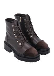 Dark brown women's ankle boots BUTYD-1343-1I(Z26), diagonal product view on a white background.