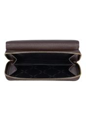 Large dark brown leather women's wallet PORES-0801R-1I(Z26), product view inside on white background.