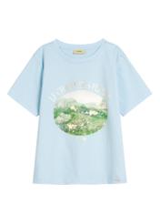 Blue women's t-shirt with print TSHDT-0159-7A(W26)