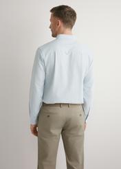 Men's blue cotton striped shirt KOSMT-0354-7B(W26), back view of the product on the model. Half of the silhouette visible.