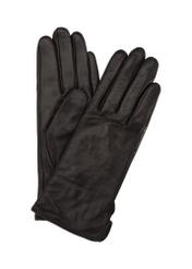 Women's dark brown leather gloves REKDS-0001-90(Z23)-01