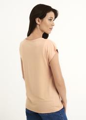 Peach V-neck T-shirt for women TSHDT-0084-30(W22)-05