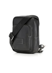 Black leather men's shoulder bag TORMS-0527-99(Z26) - diagonal product view, on a white background.