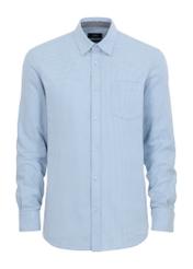 Blue men's shirt in fine peplite KOSMT-0311-60(Z23)-03