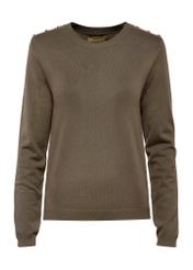 Khaki women's long sleeve blouse LSLDT-0039-54(W25) front view on white background.