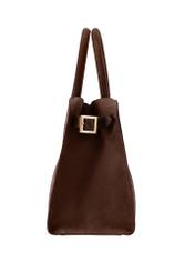 Brown suede handbag TORES-1191-89(Z25), side view of the product on a white background.