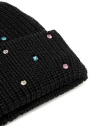 Black women's wool hat CZADT-0207-99(Z25), close-up of the product detail on a white background.