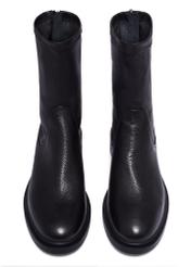 Black leather women's ankle boots BUTYD-1296-99(Z26), front product view on white background.