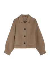 Short brown women's wool coat PLADT-0067-1K(Z26)