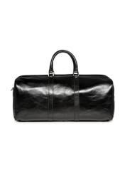 Black leather men's travel bag TORMS-0481-99(Z25), product view from the back on a white background.