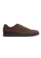 Dark brown suede men's shoes BUTYM-0513-1I(Z26), side view of the product on a white background.