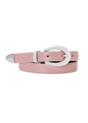 Pink leather women's belt PASDS-0325-31(W25) - front product view on white background.