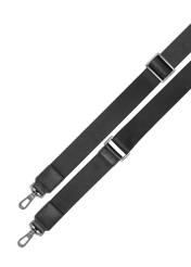 Black leather laptop bag TORMS-0494-99(W26) - close-up detail, on white background.