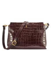 Burgundy croco women's handbag TORES-1159E-49(Z25), product view from the front on a white background.