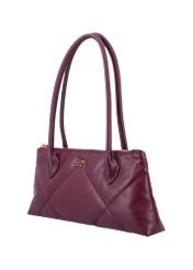 Burgundy, trapezoidal women's handbag with decorative stitching TORES-1363-4D(Z26), diagonal product view on a white background.