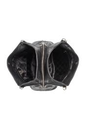 Black leather women's shopper bag TORES-0636D-99(Z25), visible product from the inside, view on a white background.