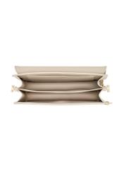 Cream women's handbag with monogram TOREC-0536C-12(Z25) - product view from above on white background.