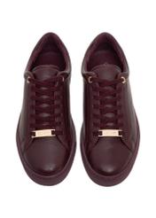 Burgundy women's leather sneakers BUTYD-1068-4E(Z26), front product view on white background.