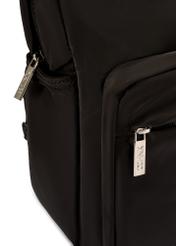 Black nylon women's backpack TOREN-0341-99(W26), close-up of product detail on white background.