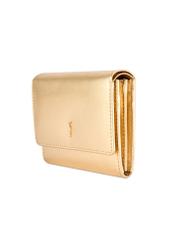 Women's gold leather wallet PORES-0959-2X(W26) - diagonal product view, on a white background.