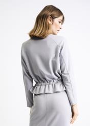 Gray women's ribbed sweatshirt BLZDT-0071-91(W22)-05