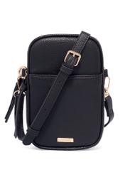 Black mini women's phone bag TOREC-1368-9I(Z26), product view from the front on a white background.