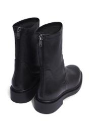 Black leather women's ankle boots BUTYD-1296-99(Z26), product view from the back on a white background.