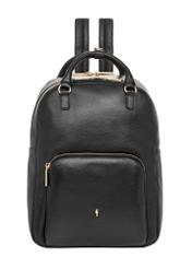 Black leather women's backpack TORES-1339-9I(Z26), product view from the front on a white background.