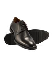 Men's leather black shoes BUTYM-0483-99(W26), diagonal product view on a white background.