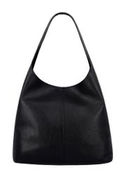 Black leather shopper bag TORES-1372-9I(Z26) – rear view of the product on a white background.