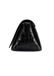 Black leather croco women's handbag TORES-1234-9G(W26), product view from the side on a white background.