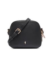 Leather two-compartment women's handbag in black TORES-1428-9I(Z26), front product view on a white background.