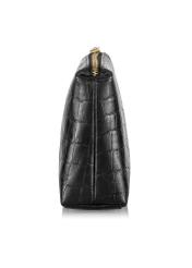 Black leather women's cosmetic bag TORES-1013E-99(Z25), side product view on white background.