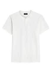 Cream men's polo shirt POLMT-0061-0B(W26), front product view on white background.