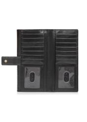 Women's leather black wallet PORES-0909-9G(Z26), product view inside on white background.