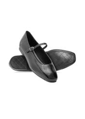 Women's black leather croco ballet flats BUTYD-1205-97(Z25), product view from the top and bottom on a white background.