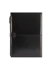 Black leather men's briefcase TORMS-0480-99(Z25), product view from the back on a white background.