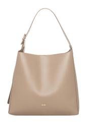 Large women's shoulder bag in cool beige color TOREC-1337-1K(Z26) - front product view, on a white background.