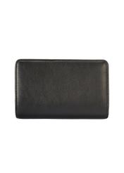 Black women's wallet with logo POREC-0401-99(W25), product view from the back on a white background.