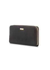 Dark brown leather women's wallet PORES-0986-1I(W26), diagonal product view on white background.