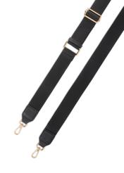 Small black women's handbag TOREC-1174-99(W26), view of the product strap on a white background.