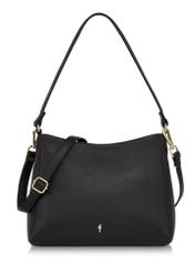 Women's black leather hobo handbag TORES-0975-99(W24)-01