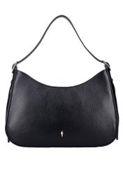 Black leather women's shoulder bag TORES-1348-9I(Z26), front product view on white background.